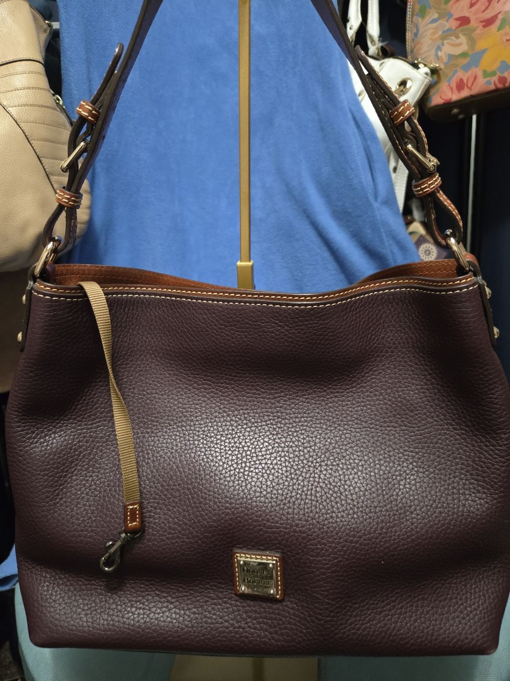 Dooney & Bourke Burgundy "PLUM" Pebble Leather Shoulder Bag. EUC